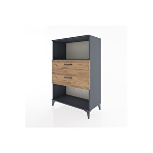 Hyperion Dolap Tek Raflı 2 Çekmeceli 88x44x134 Antrasit-çam