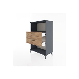 Hyperion Dolap Tek Raflı 2 Çekmeceli 88x44x134 Antrasit-çam