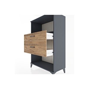 Hyperion Dolap Tek Raflı 2 Çekmeceli 88x44x134 Antrasit-çam