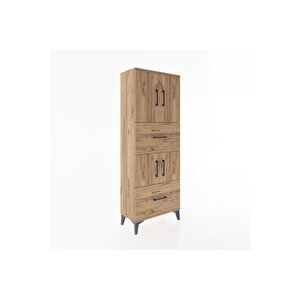 Arges Dolap 3 Raflı 2 Çekmeceli 4 Kapaklı 60x30x163 Çam-çam