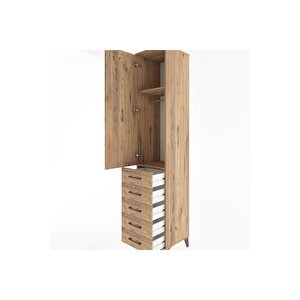 Hyperion Dolap 2 Raflı 5 Çekmeceli Tek Askılı 44x44x221 Çam-çam