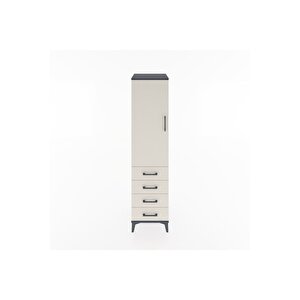Hyperion Dolap Tek Raflı 4 Çekmeceli Tek Askılı 44x44x182 Antrasit-aytaşı