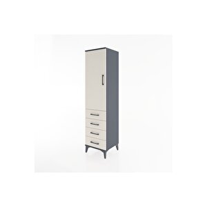 Hyperion Dolap Tek Raflı 4 Çekmeceli Tek Askılı 44x44x182 Antrasit-aytaşı