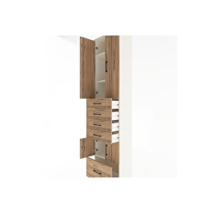 Arges Dolap 4 Raflı 5 Çekmeceli 4 Kapaklı 60x30x243 Aytaşı-çam