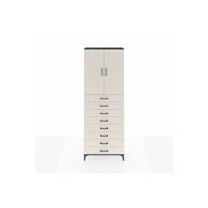 Arges Dolap 3 Raflı 8 Çekmeceli 2 Kapaklı 88x30x243 Antrasit-aytaşı