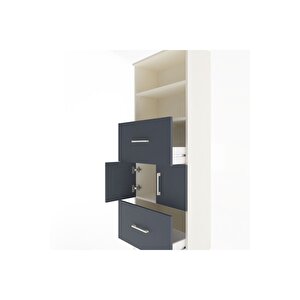Arges Dolap 3 Raflı 2 Çekmeceli 2 Kapaklı 60x30x163 Aytaşı-antrasit