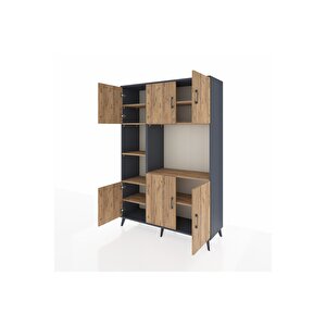 Hyperion Gardrop 9 Raflı 6 Kapaklı 132x44x195 Antrasit-çam