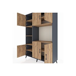 Hyperion Gardrop 9 Raflı 6 Kapaklı 132x44x195 Antrasit-çam