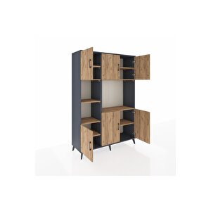 Hyperion Gardrop 9 Raflı 6 Kapaklı 132x44x195 Antrasit-çam