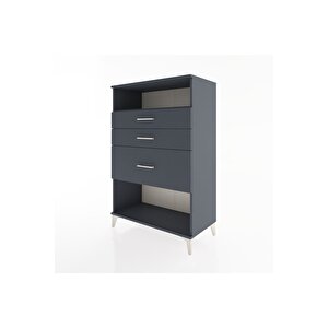 Hyperion Dolap Tek Raflı 3 Çekmeceli 88x44x134 Antrasit-antrasit
