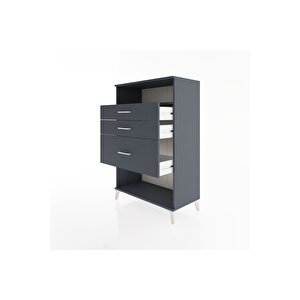 Hyperion Dolap Tek Raflı 3 Çekmeceli 88x44x134 Antrasit-antrasit