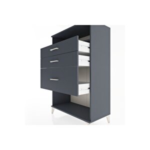 Hyperion Dolap Tek Raflı 3 Çekmeceli 88x44x134 Antrasit-antrasit