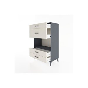 Hyperion Dolap Tek Raflı 4 Çekmeceli 88x44x134 Antrasit-aytaşı