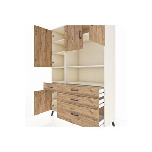 Hyperion Gardrop 9 Raflı 4 Çekmeceli 4 Kapaklı 132x44x195 Aytaşı-çam