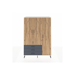 Hyperion Dolap 6 Raflı 3 Çekmeceli Tek Askılı 132x44x195 Aytaşı-çam/antrasit