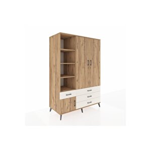 Kronos Dolap 5 Raflı 4 Çekmeceli Tek Askılı 132x59x195 Çam-çam/aytaşı