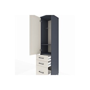 Hyperion Dolap 2 Raflı 3 Çekmeceli Tek Askılı 44x44x195 Antrasit-aytaşı