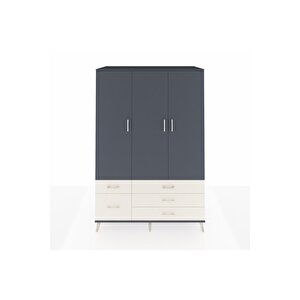 Kronos Dolap 5 Raflı 5 Çekmeceli Tek Askılı 132x59x195 Antrasit-antrasit/aytaşı