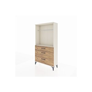 Arges Dolap Tek Raflı 3 Çekmeceli Tek Askılı 88x30x163 Aytaşı-çam