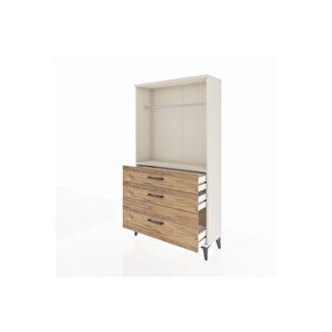 Arges Dolap Tek Raflı 3 Çekmeceli Tek Askılı 88x30x163 Aytaşı-çam