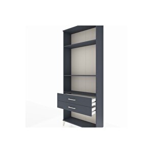 Arges Dolap 3 Raflı 2 Çekmeceli 88x30x221 Antrasit-antrasit