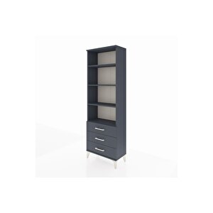 Arges Dolap 4 Raflı 3 Çekmeceli 60x30x182 Antrasit-antrasit