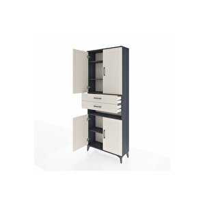 Arges Dolap 5 Raflı 2 Çekmeceli 4 Kapaklı 88x30x221 Antrasit-aytaşı