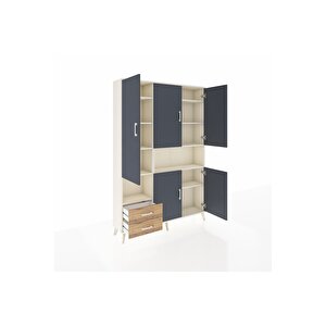 Arges Dolap 10 Raflı 2 Çekmeceli 5 Kapaklı 132x30x195 Aytaşı-antrasit/çam