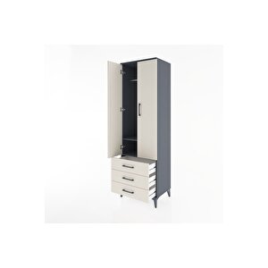 Hyperion Dolap 2 Raflı 3 Çekmeceli Tek Askılı 60x44x195 Antrasit-aytaşı