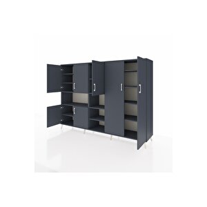 Hyperion Dolap 13 Raflı 7 Kapaklı 220x44x163 Antrasit-antrasit