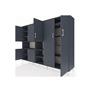 Hyperion Dolap 13 Raflı 7 Kapaklı 220x44x163 Antrasit-antrasit