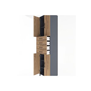 Hyperion Dolap 4 Raflı 4 Çekmeceli 4 Kapaklı 60x44x243 Antrasit-çam