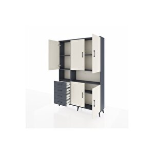 Arges Dolap 7 Raflı 4 Çekmeceli 5 Kapaklı 132x30x195 Antrasit-aytaşı/antrasit