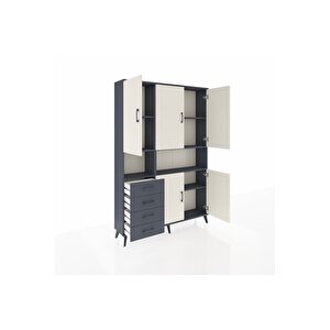 Arges Dolap 7 Raflı 4 Çekmeceli 5 Kapaklı 132x30x195 Antrasit-aytaşı/antrasit