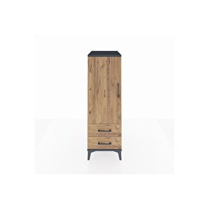 Kronos Dolap 3 Raflı 2 Çekmeceli Tek Kapaklı 44x59x134 Antrasit-çam