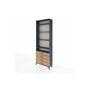 Arges Dolap 5 Raflı 4 Çekmeceli 88x30x243 Antrasit-çam