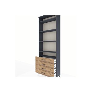 Arges Dolap 5 Raflı 4 Çekmeceli 88x30x243 Antrasit-çam