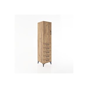 Hyperion Dolap Tek Raflı 5 Çekmeceli Tek Askılı 44x44x182 Çam-çam