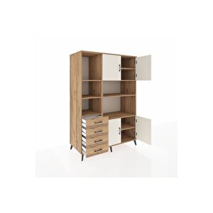 Kronos Dolap 8 Raflı 4 Çekmeceli 4 Kapaklı 132x59x195 Çam-aytaşı/çam