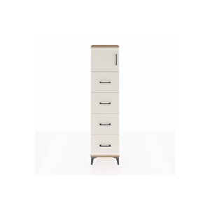 Arges Dolap Tek Raflı 4 Çekmeceli Tek Kapaklı 44x30x182 Çam-aytaşı