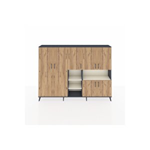 Arges Dolap 13 Raflı 7 Kapaklı 220x30x163 Antrasit-çam/aytaşı