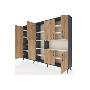 Arges Dolap 13 Raflı 7 Kapaklı 220x30x163 Antrasit-çam/aytaşı