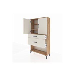 Arges Dolap 3 Raflı 2 Çekmeceli 2 Kapaklı 88x30x163 Çam-aytaşı