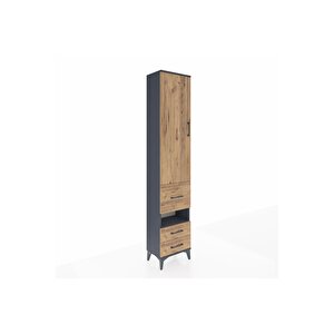 Arges Dolap 3 Raflı 3 Çekmeceli Tek Askılı 44x30x221 Antrasit-çam