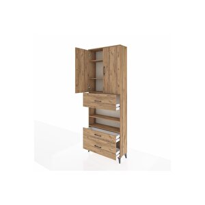 Arges Dolap 5 Raflı 3 Çekmeceli 2 Kapaklı 88x30x243 Çam-çam