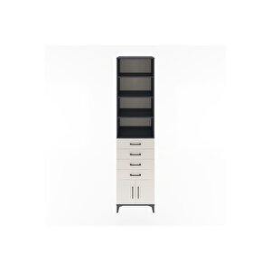 Hyperion Dolap 4 Raflı 4 Çekmeceli 2 Kapaklı 60x44x243 Antrasit-aytaşı