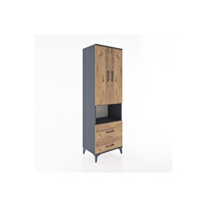 Hyperion Dolap 2 Raflı 2 Çekmeceli Tek Askılı 60x44x195 Antrasit-çam