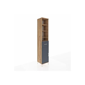 Hyperion Dolap 6 Raflı Tek Çekmeceli Tek Kapaklı 44x44x243 Çam-antrasit