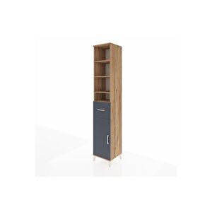 Hyperion Dolap 6 Raflı Tek Çekmeceli Tek Kapaklı 44x44x243 Çam-antrasit