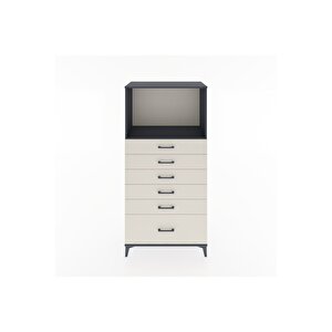Hyperion Dolap Tek Raflı 6 Çekmeceli 88x44x182 Antrasit-aytaşı